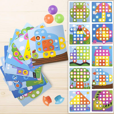 Fidtoy Button Art Matching Toy with Chunky Buttons for Toddlers