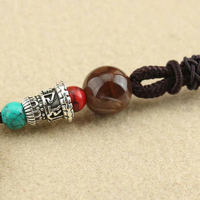 Buddha Stones Tibet God of Wealth Thangka Ebony Peace Necklace Pendant Necklaces & Pendants BS 17