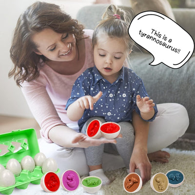 Fidtoy Dinosaur Matching Eggs Toy for Toddlers – Montessori Shape Sorting Learning Eggs Set
