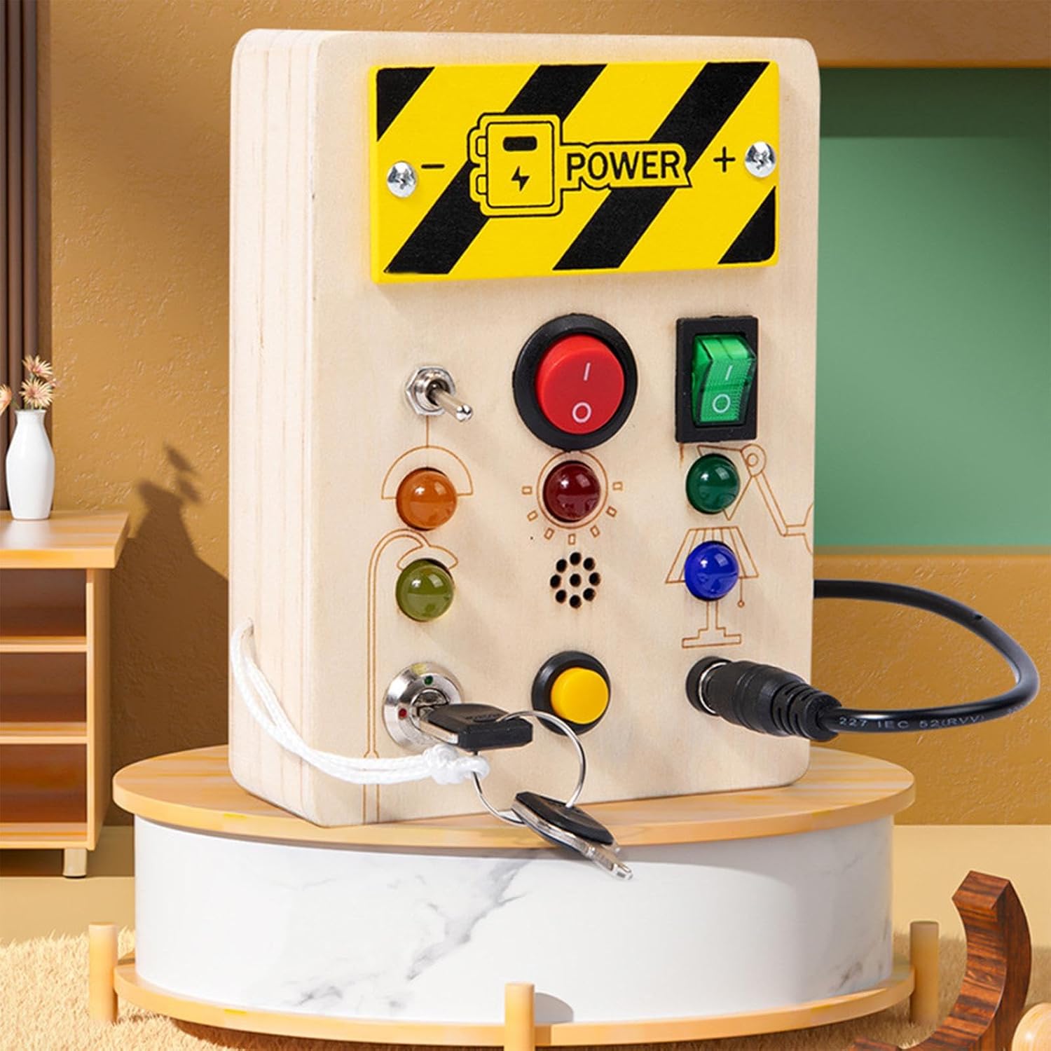 Fidtoy LED Busy Board Montessori Sensory Switch Toy for Toddlers Light Switch Activity Board Fine Motor Skills Travel Quiet Toy Educational Gift