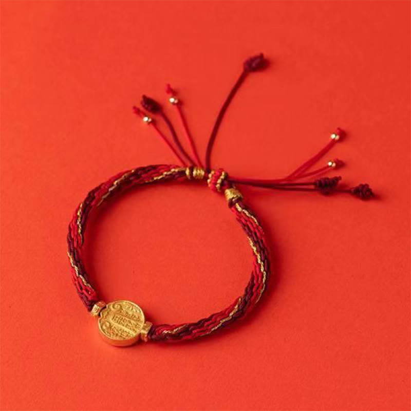 Buddha Stones Five Directions Gods of Wealth Handmade Reincarnation Knot Protection String Braid Bracelet Bracelet BS 6