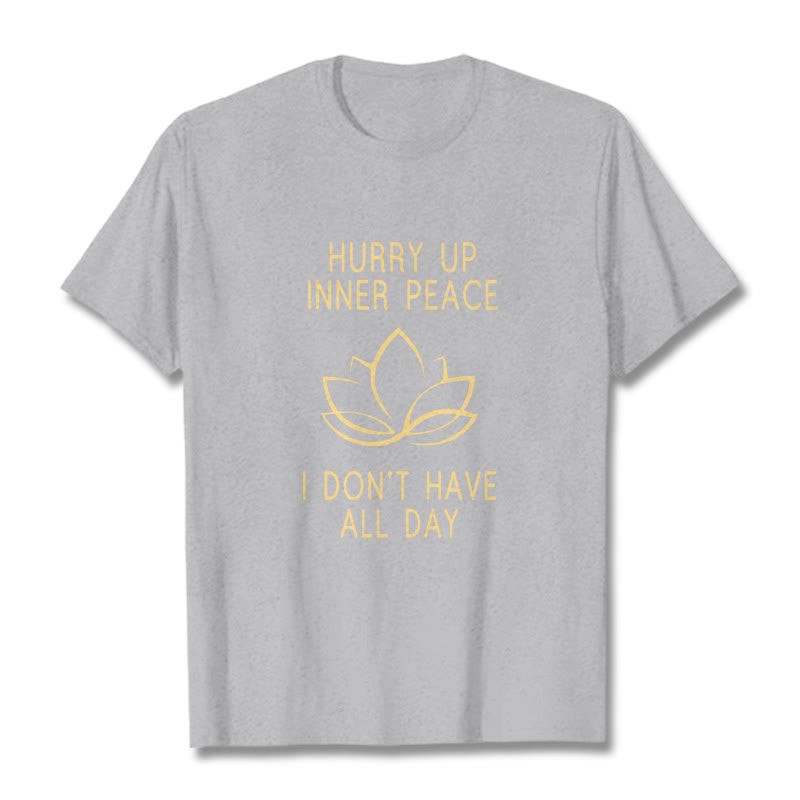 Buddha Stones HURRY UP INNER PEACE Tee T-shirt T-Shirts BS LightGrey Lotus XXL