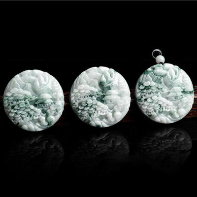 Buddha Stones Mountain Landscape Jade Abundance String Necklace Necklaces & Pendants BS 6