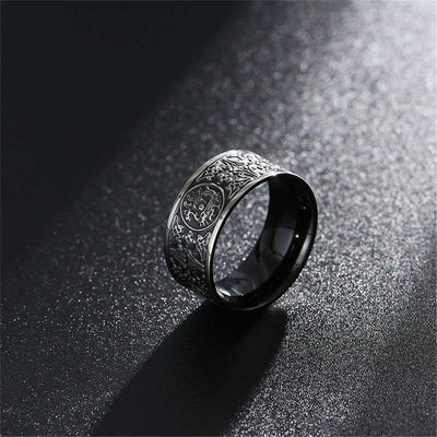 Buddha Stones Four Guardian Beast Dragon White Tiger Suzaku Basalt Carved Success Luck Ring Ring BS 5