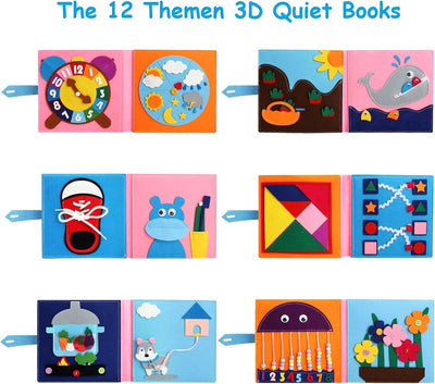 Fidtoy Montessori Busy Book for Toddlers | 12 Activities Quiet Sensory Learning Toy
