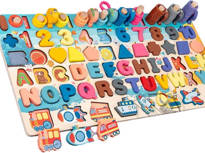Fidtoy Montessori Language and Numbers Education Kit – Wooden Learning Toy for Toddlers