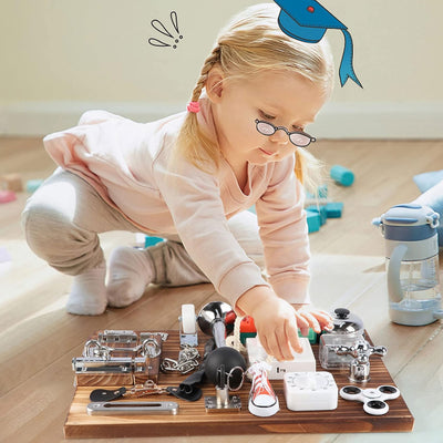 Fidtoy 20-in-1 Carbonized Busy Board for Toddlers