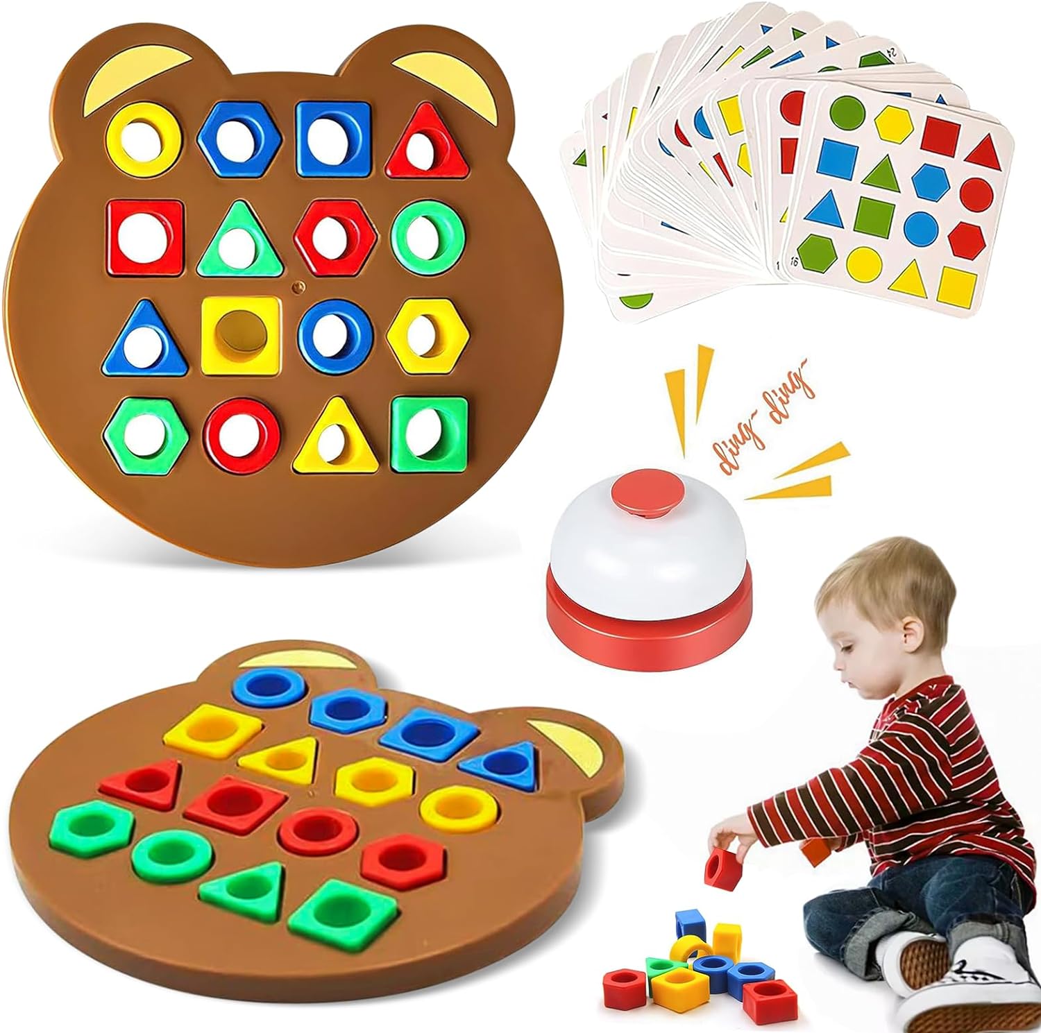 Fidtoy Shape Matching Board Game for Kids Color and Shape Recognition Learning Toy