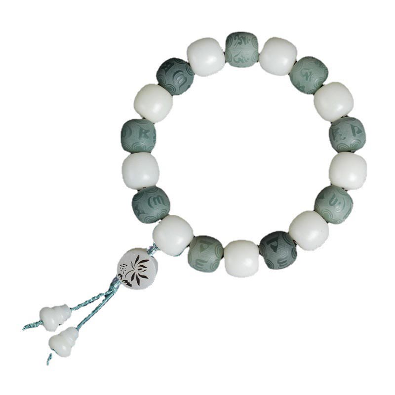 Buddha Stones White Bodhi Six True Words Protection Bracelet Bracelet BS 6