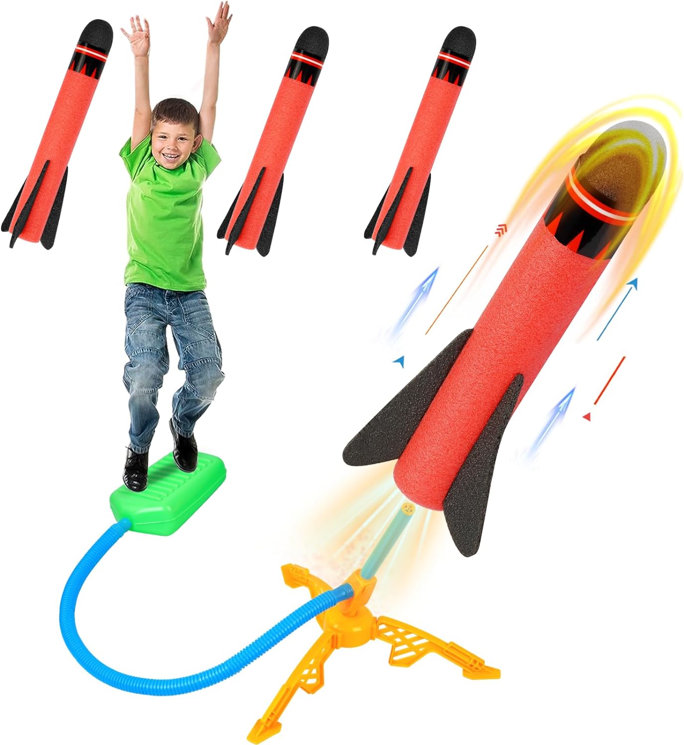 Fidtoy Lance-roquettes à air pour enfants – Jouet extérieur Stomp Rocket STEM de jeu actif