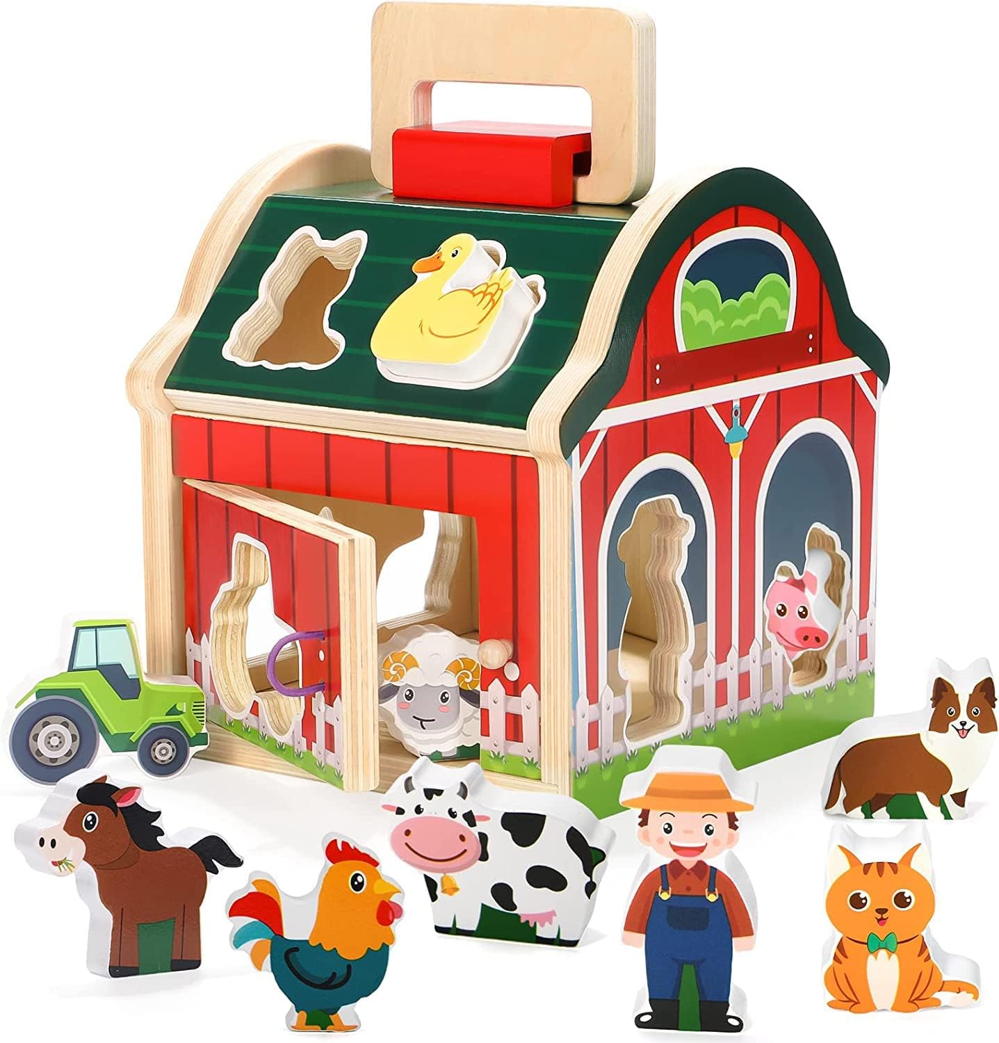 Fidtoy Jeu de tri de ferme en bois pour tout-petits Montessori