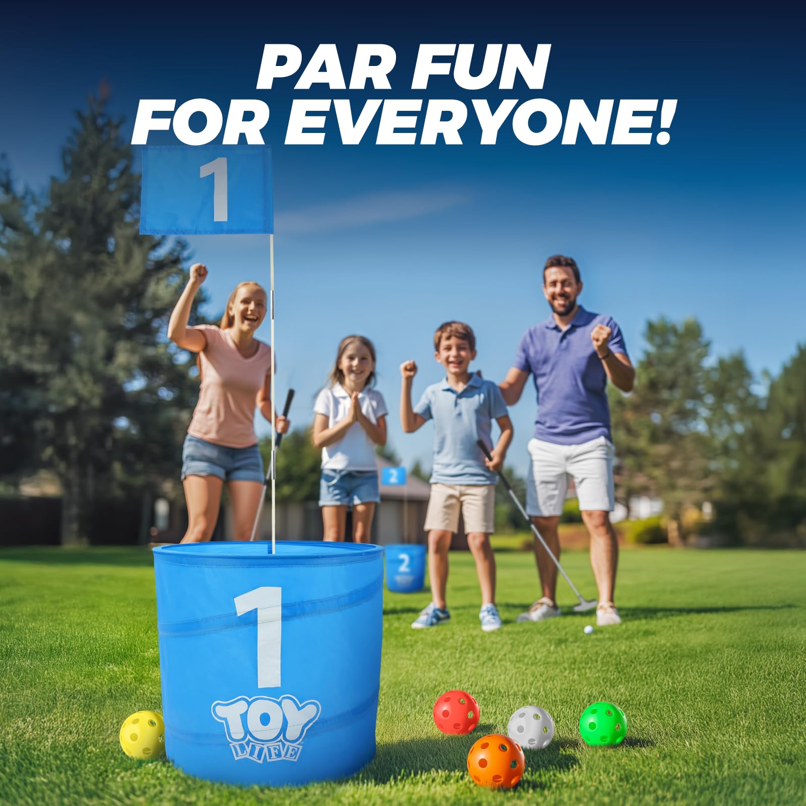 Fidtoy Juego de 6 hoyos de práctica de golf azul