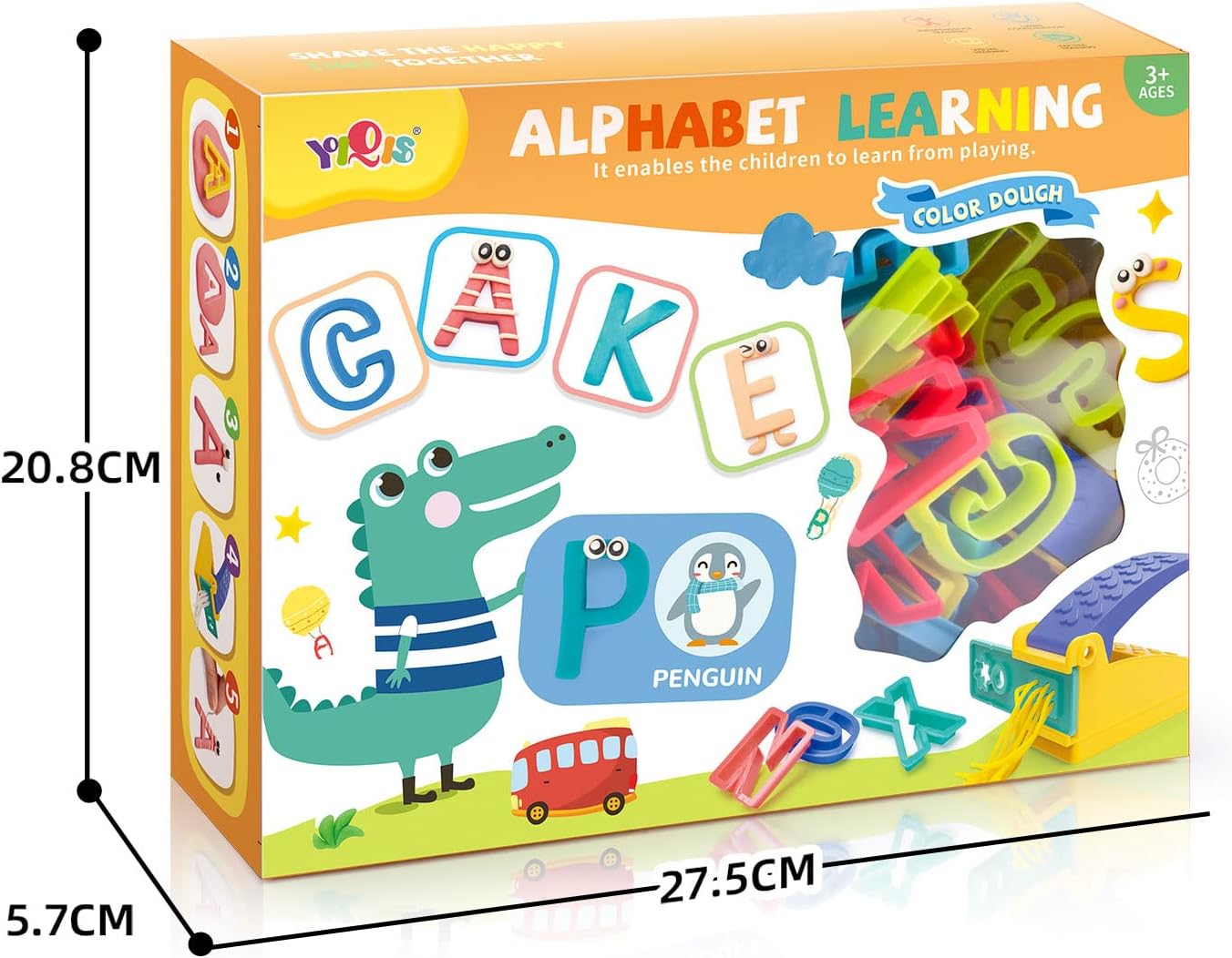 Fidtoy - Kit de Pâte à Modeler Alphabet pour Enfants, Ensemble de Pâte à Modeler Réutilisable avec Moules de Lettres, Jouet d'apprentissage ABC pour les 3 ans et plus