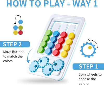 Fidtoy 2in1 Four Color Matching Gear Pattern Logic Game, Plastic Manual Color Matching Gear Puzzle, Spatial Awareness and Numeracy Logic Toy Ages 2-6