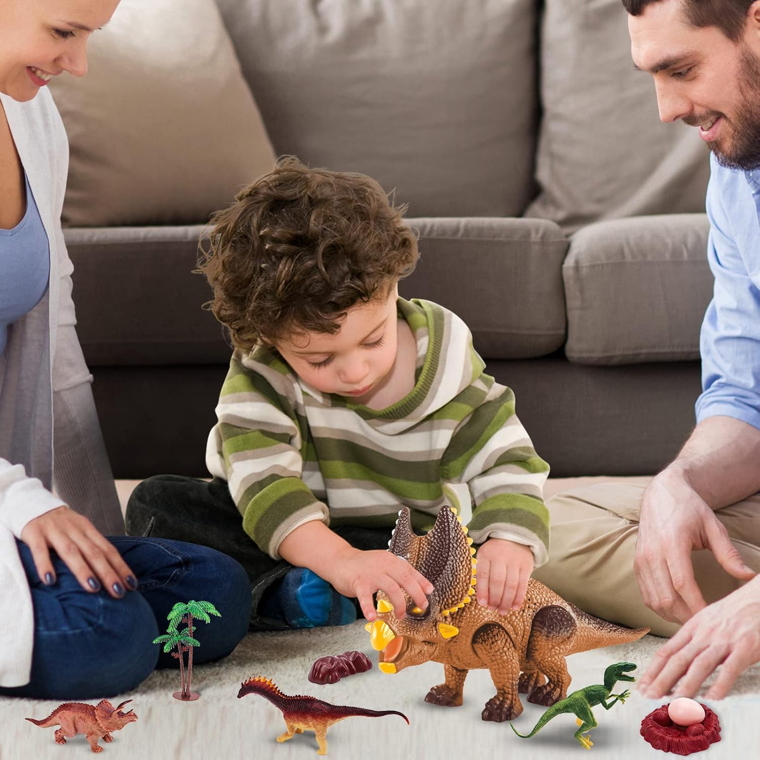 Fidtoy Juguete de dinosaurio con control remoto para niños con luces y rugido