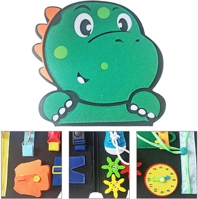 Libro de fieltro silencioso - Libro ocupado preescolar de dinosaurio de fieltro para niños pequeños | Carpeta de actividades de aprendizaje preescolar para niños pequeños y libro de juguetes de Fiaoen