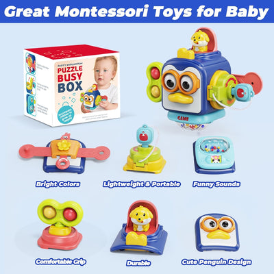 Cube d'activités Montessori Fidtoy pour bébés – Jouet sensoriel de voyage pour l'apprentissage de la motricité fine et le développement des tout-petos