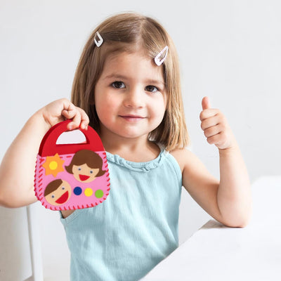 Fidtoy Kit de Couture Bricolage pour Enfants – 8 Projets de Sac à Main de Dessin Animé, Kit d'Artisanat Sûr pour Débutants pour la Créativité et la Motricité Fine