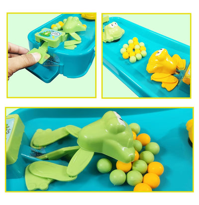 Fidtoy Hungry Frog Catching Ball Two Player Family Game for Kids Fast Reflex Indoor Play