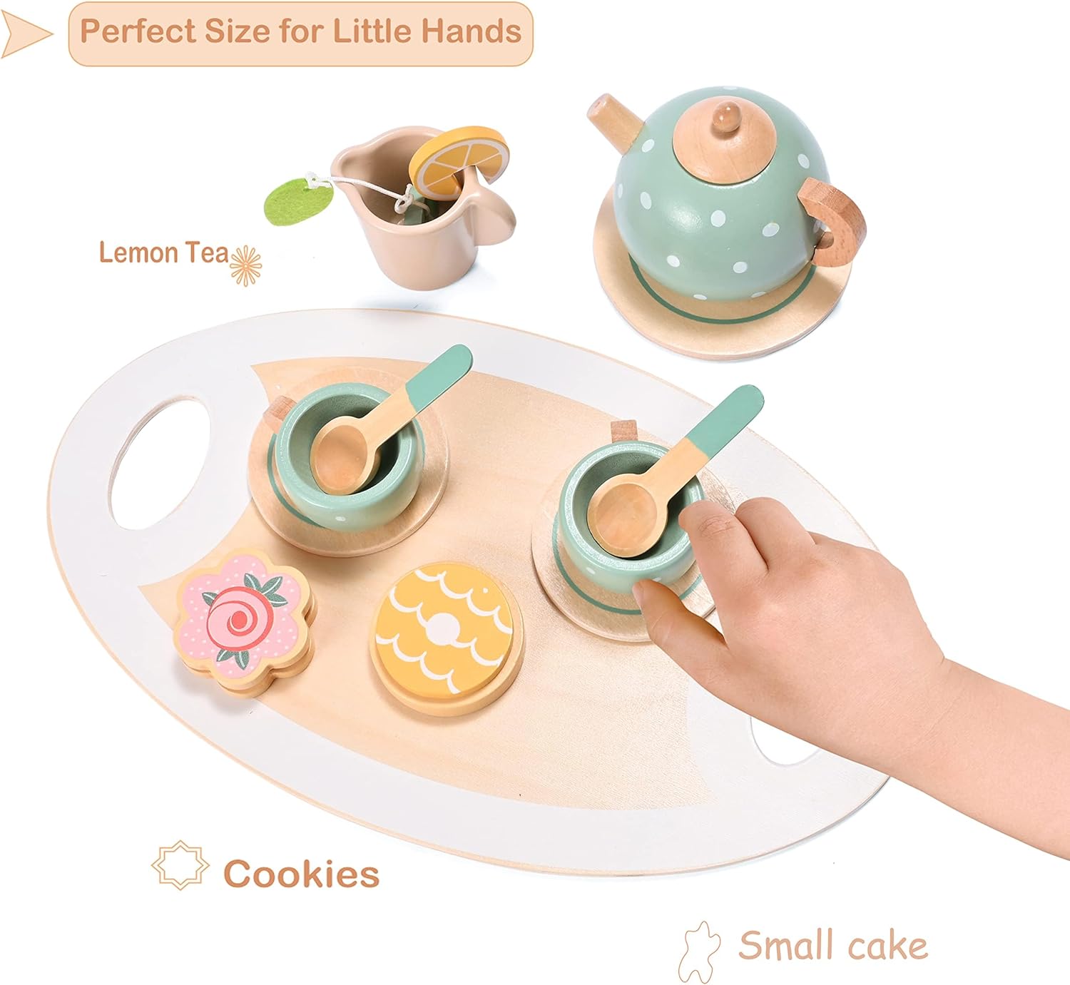 Fidtoy Service à Thé en Bois Jouet de Jeu d'Imitation Montessori pour Enfants