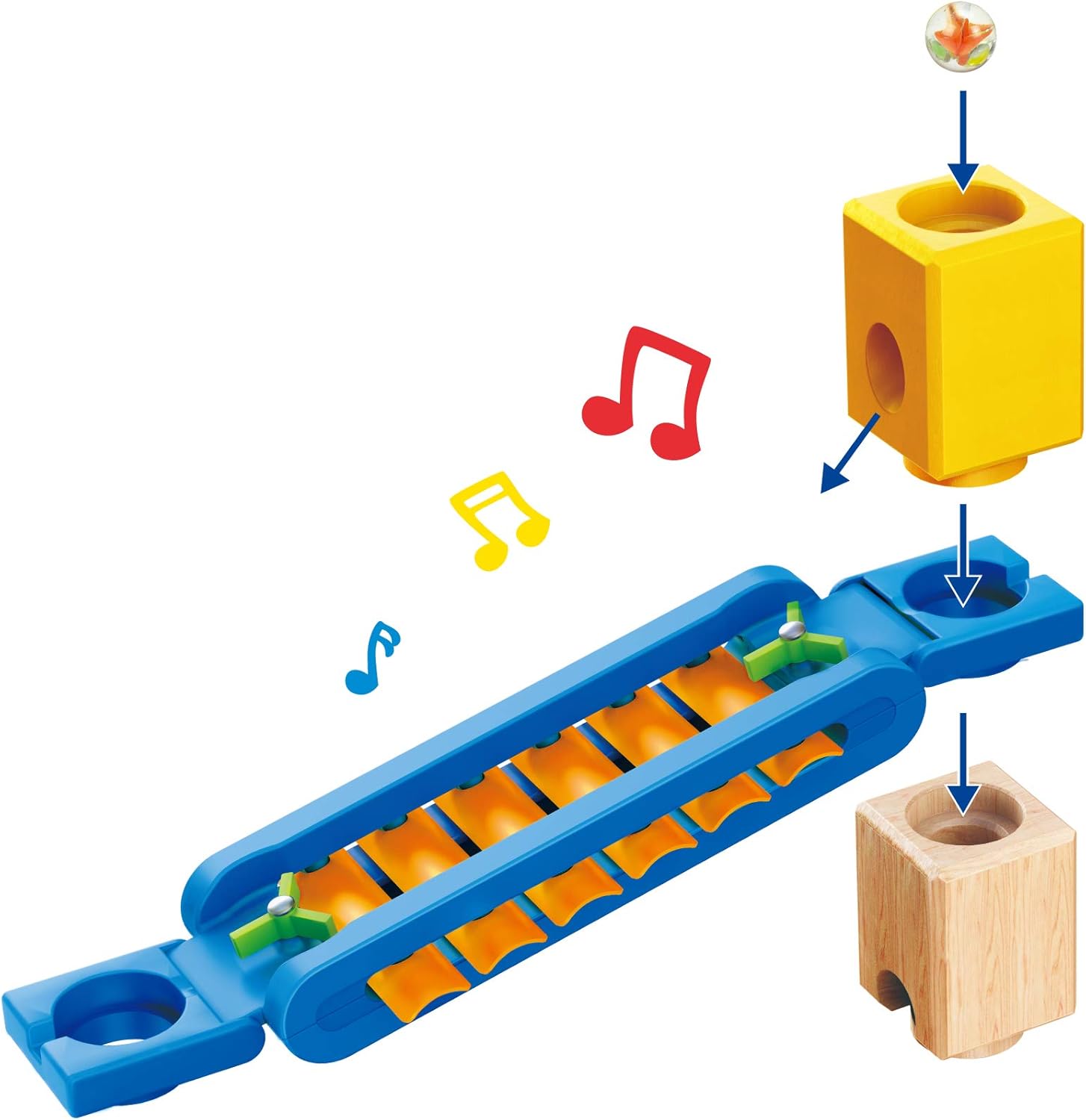 Juego de construcción de canicas de madera Fidtoy, juguete educativo STEM