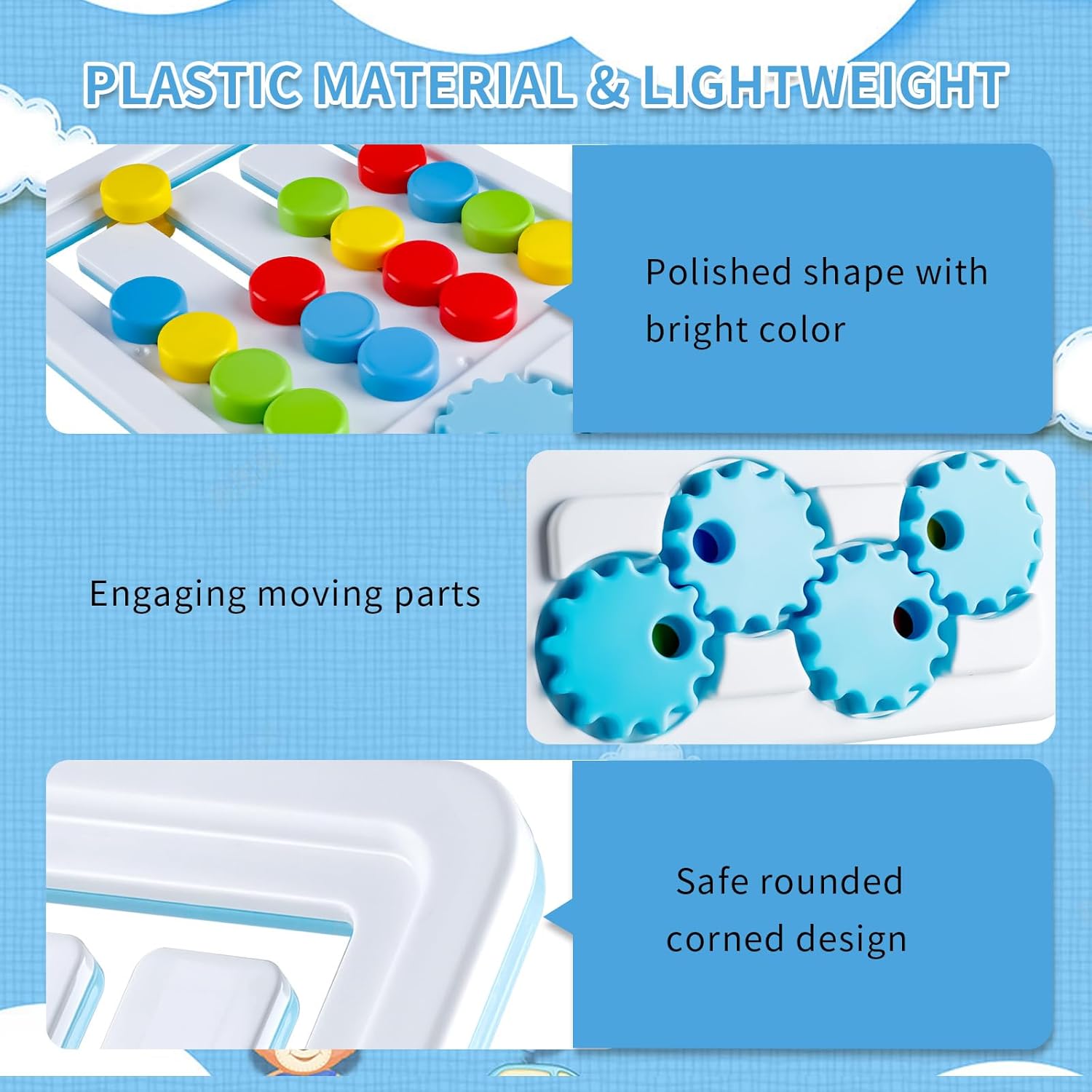 Fidtoy 2in1 Four Color Matching Gear Pattern Logic Game, Plastic Manual Color Matching Gear Puzzle, Spatial Awareness and Numeracy Logic Toy Ages 2-6