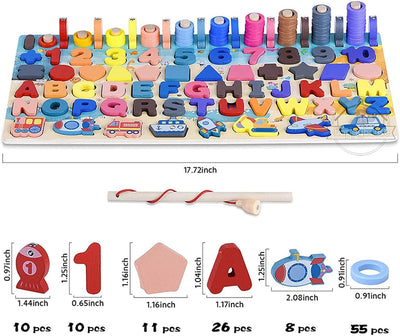 Fidtoy Montessori Language and Numbers Education Kit – Wooden Learning Toy for Toddlers