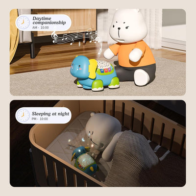 Fidtoy Musical Crawling Elephant Baby Toy with Lights, Lullabies & Star Projector for Toddlers