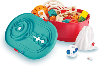 Fidtoy Juego de construcción de canicas de madera STEM