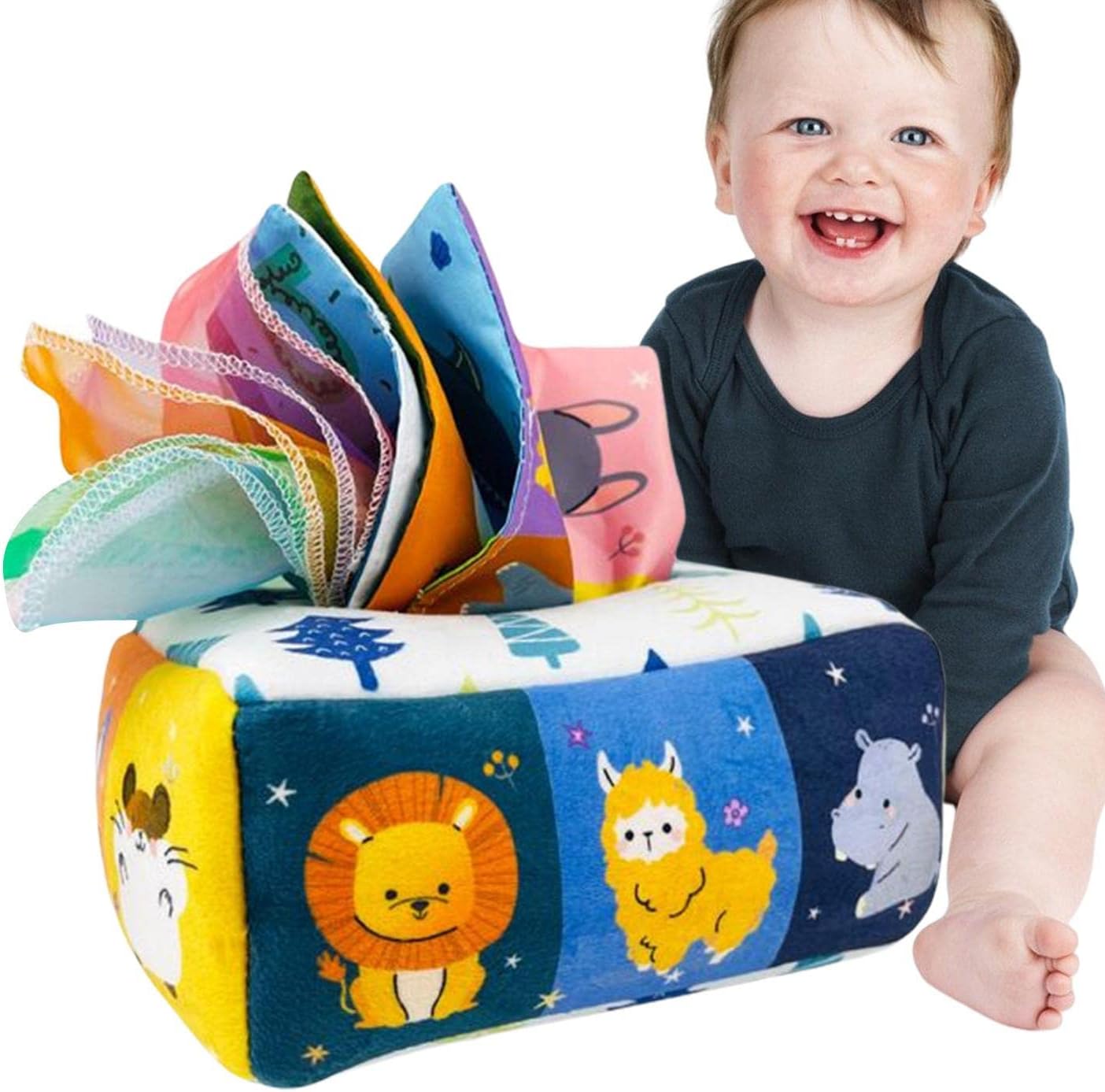 Fidtoy Montessori Tissue Box Toy for Babies – Sensory Pulling Box