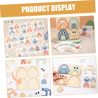 Fidtoy Puzzle d'expression animale Montessori, jouet en bois pour enfants, apprentissage des émotions, correspondance des visages, motricité fine, cadeau éducatif.