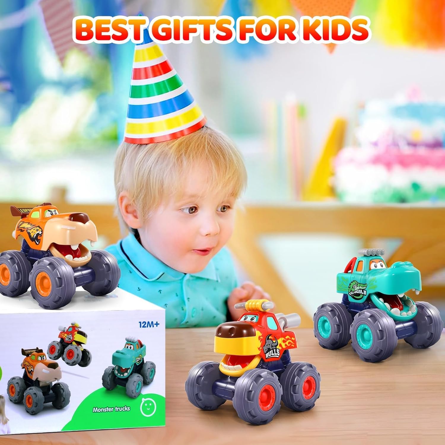Ensemble de jouets Fidtoy de camions monstres animaux pour les tout-petits