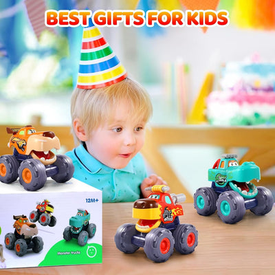Ensemble de jouets Fidtoy de camions monstres animaux pour les tout-petits
