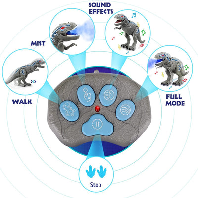 Fidtoy Remote Control T-Rex Dinosaur Toy with Mist Spray for Kids