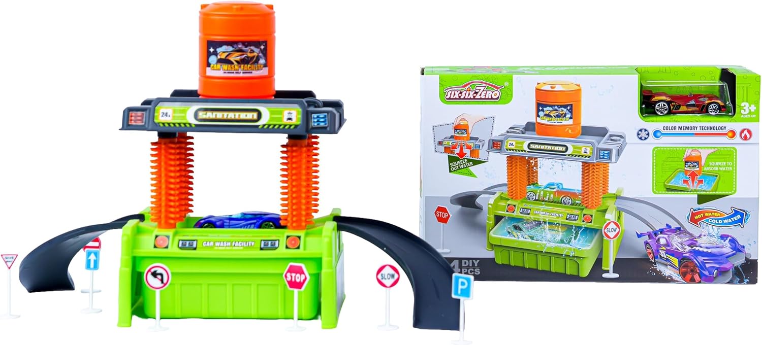 Fidtoy Car Wash Play Set with Color Changing Alloy Car