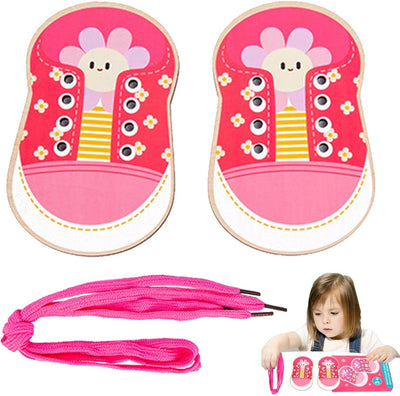 Chengstore, juguete de cordones para zapatos, juguete de cordones para zapatos para niños pequeños | Práctica de atar zapatos para niños, juguete para aprender a atar cordones, juguete para habilidades motoras finas, juego de enhebrar