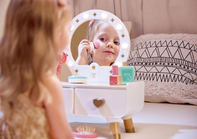 Juego de tocador de maquillaje Fidtoy para niños con espejo de luz