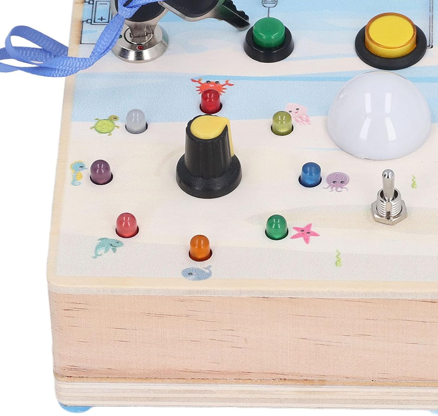 Fidtoy Montessori Busy Board with LED Light Switch Dual Sided Sensory Board Magnetic Maze Fine Motor Skills Learning Toy Travel Quiet Toy Gift