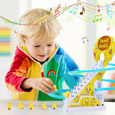 Fidtoy Climbing Duck Track Toy with Lights and Music for Toddlers