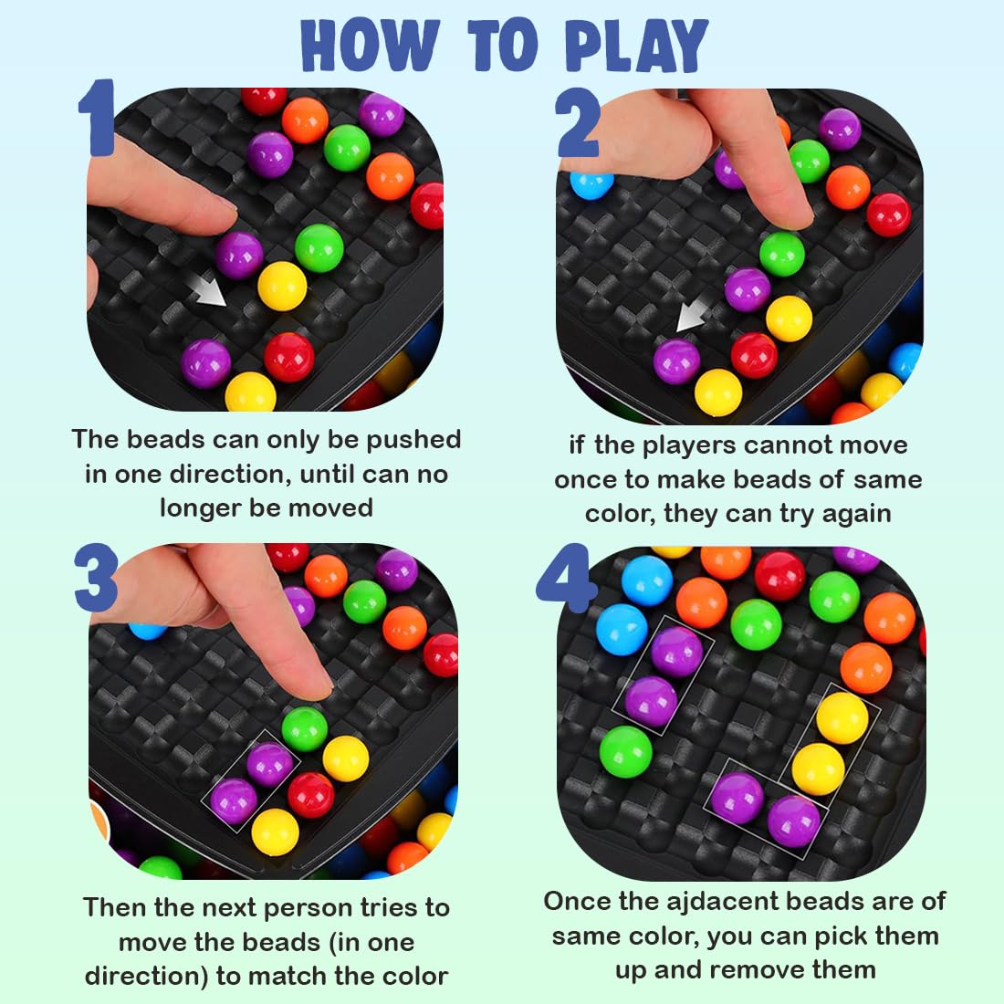 Jeu de société familial Fidtoy Colorful Ball Candy Crush Challenge pour enfants - Jeu de puzzle d'association de couleurs