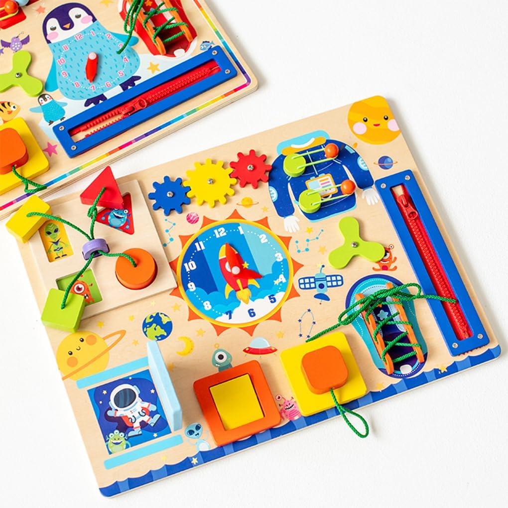 Fidtoy Montessori Busy Board Book for Toddlers Sensory Activity Board with Zippers Buckles Buttons Learning Toy Fine Motor Skills Travel Quiet Toy Gift