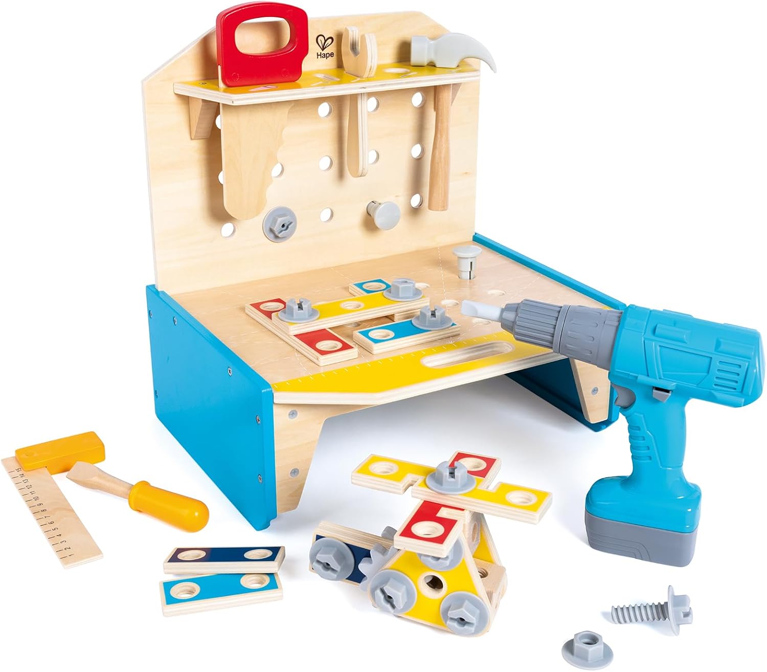 Fidtoy Wooden Workbench Tool Set Kids Construction Toy Kit