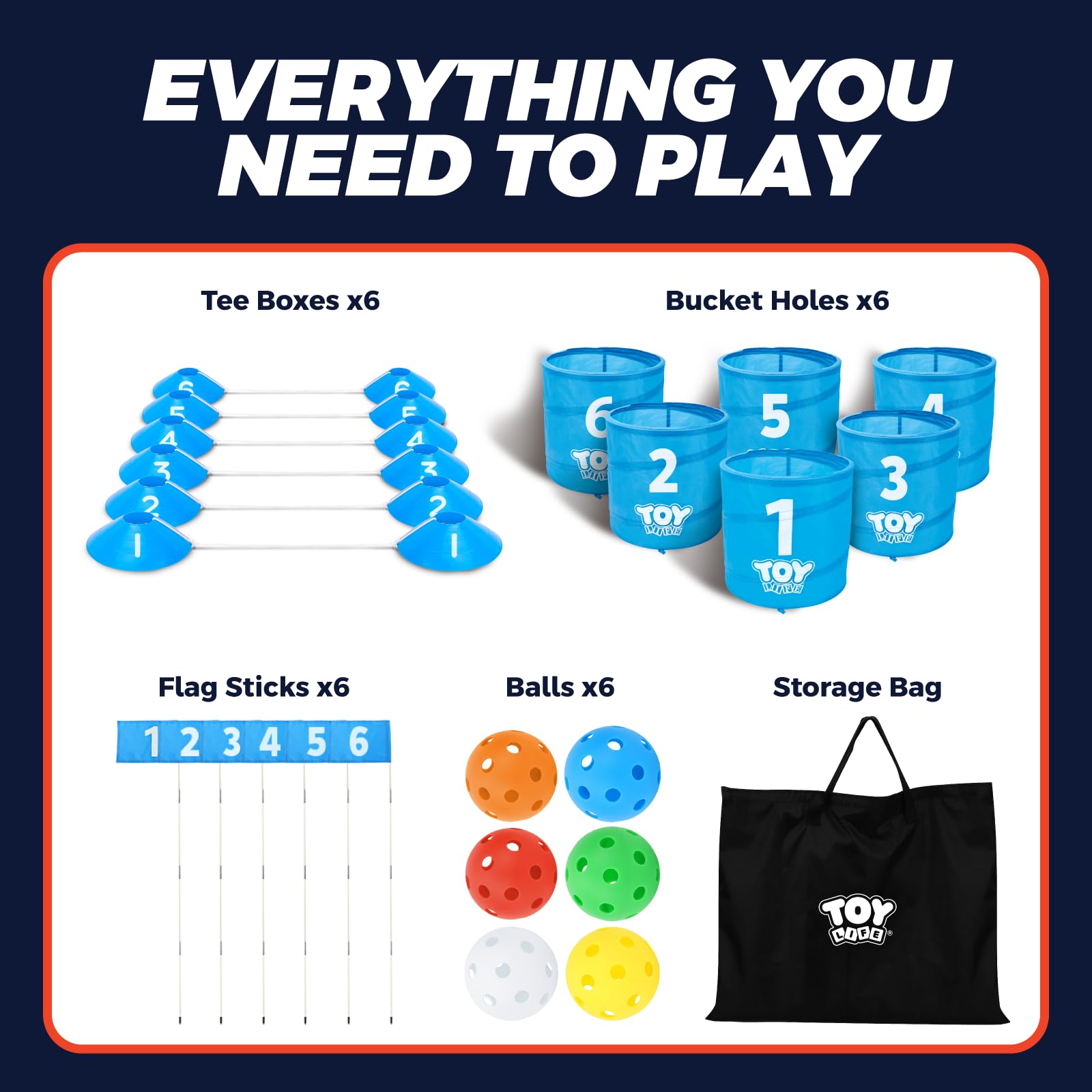 Fidtoy Juego de 6 hoyos de práctica de golf azul