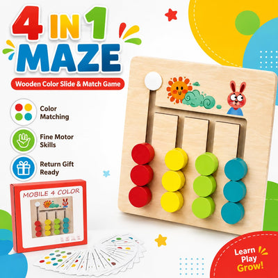 Juego de lógica de 4 colores de madera pequeño - 061