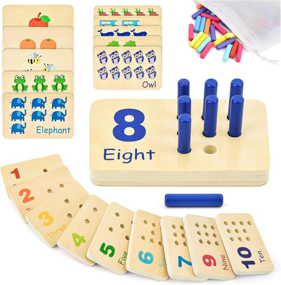 Fidtoy Peg Board Counting Game Wooden Montessori Toy