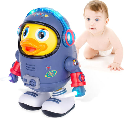 Fidtoy Space Duck Juguete Musical para Niños Pequeños | Aprendizaje Sensorial Interactivo con LED y Música