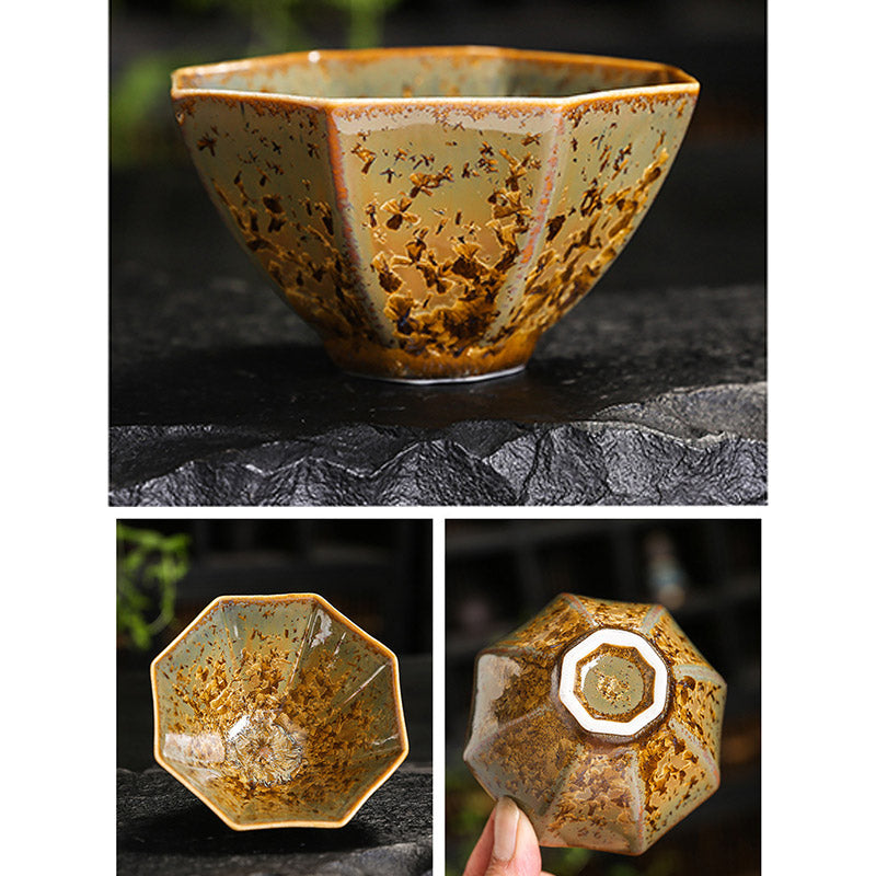 Buddha Stones Colorful Brown Ceramic Teacup Kung Fu Tea Cup Bowl Cup BS 22