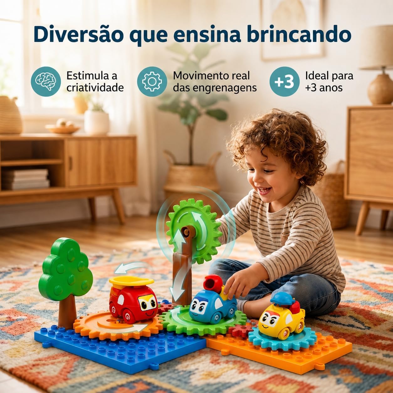 Fidtoy – Jouet de Construction d'Engrenages pour Enfants, 18 Pièces – Ensemble de Construction Interactif à Engrenages Rotatifs pour l'Apprentissage des STIM, la Construction Créative et le Développement de la Motricité Fine, pour les 3 Ans et Plus