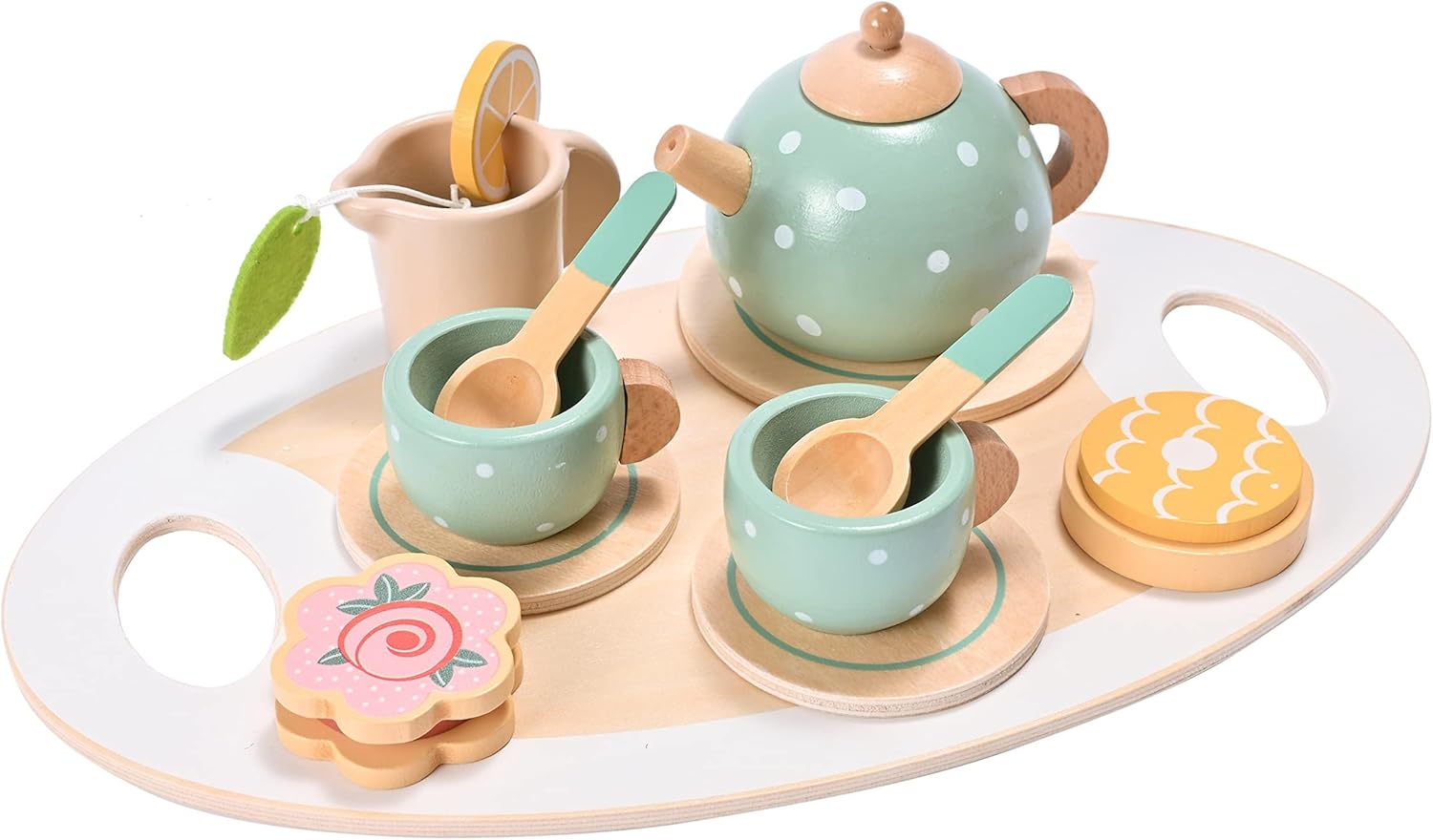Fidtoy Service à Thé en Bois Jouet de Jeu d'Imitation Montessori pour Enfants
