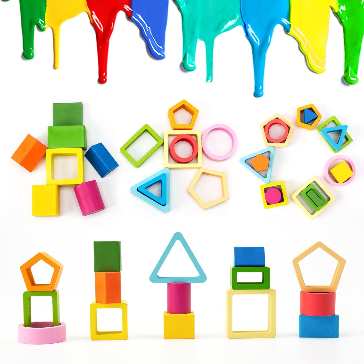 Fidtoy Jeu de tri de formes en bois, jouet de tri de formes Montessori pour tout-petits